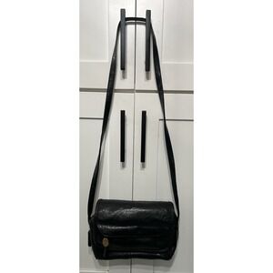 Vintage‎ TR Bentley Soft Black Leather Medium Crossbody Hobo Boho Purse Bag
